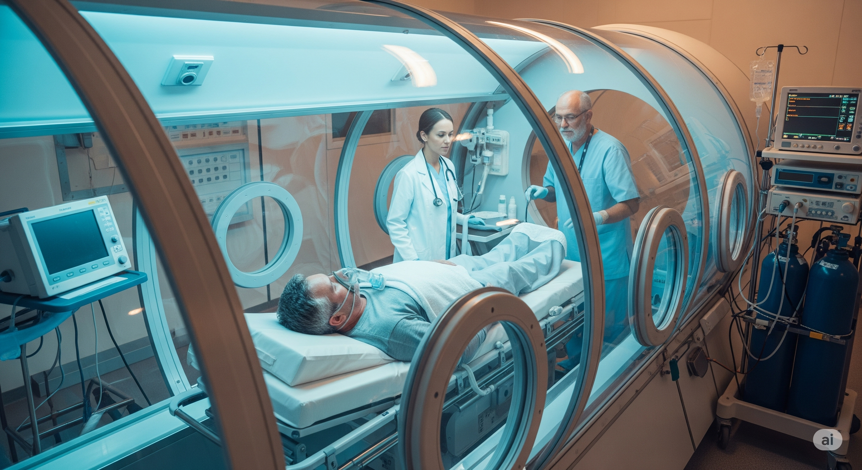 [Image of epic hyperbaric chamber in a modern setting]